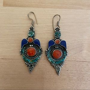 Colorful Silver Dangly Earrings